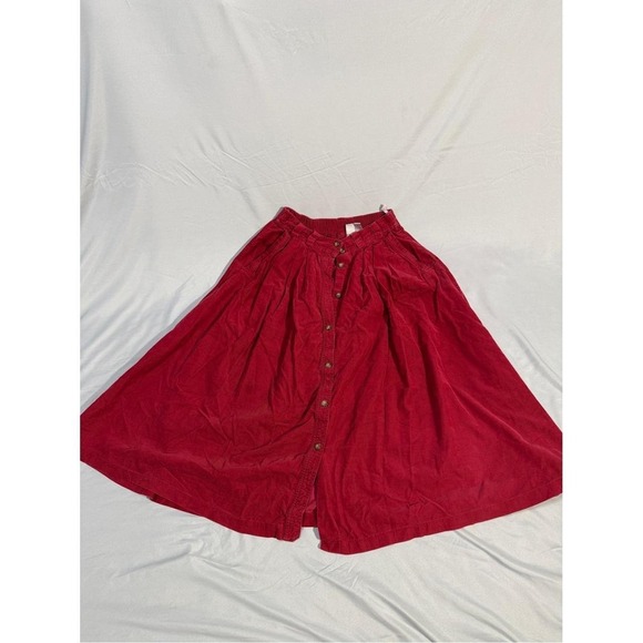 Dresses & Skirts - Karen Scott Vintage 90s Crimson Red Corduroy Button Front Midi Skirt Womens 10
